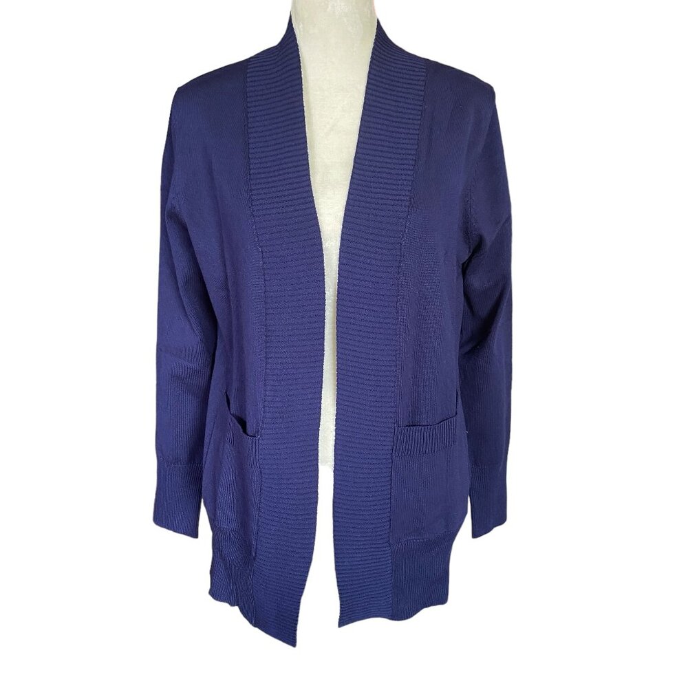 Folunsi women's medium navy blue long sleeve stretchy open cardigan sweater